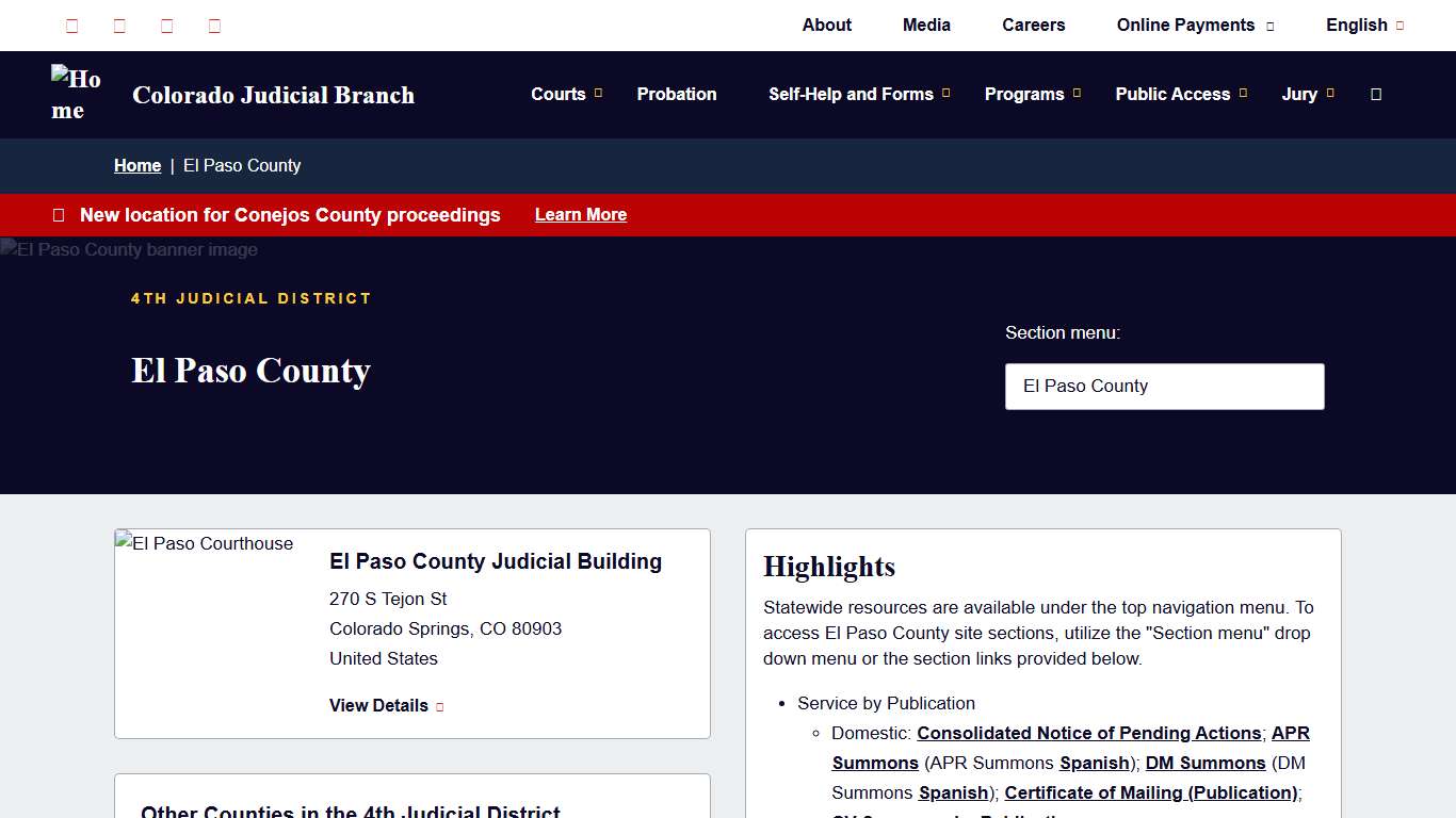 El Paso County Colorado Judicial Branch